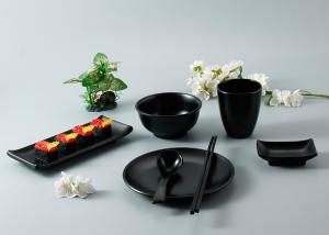 China OEM ODM Matt Black Melamine japanese sushi dinnerware sets wholesale