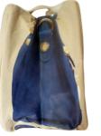 Dark Blue Jean Fabric Shopping Bag, Printed Canvas Shopper Bags With Metal Link