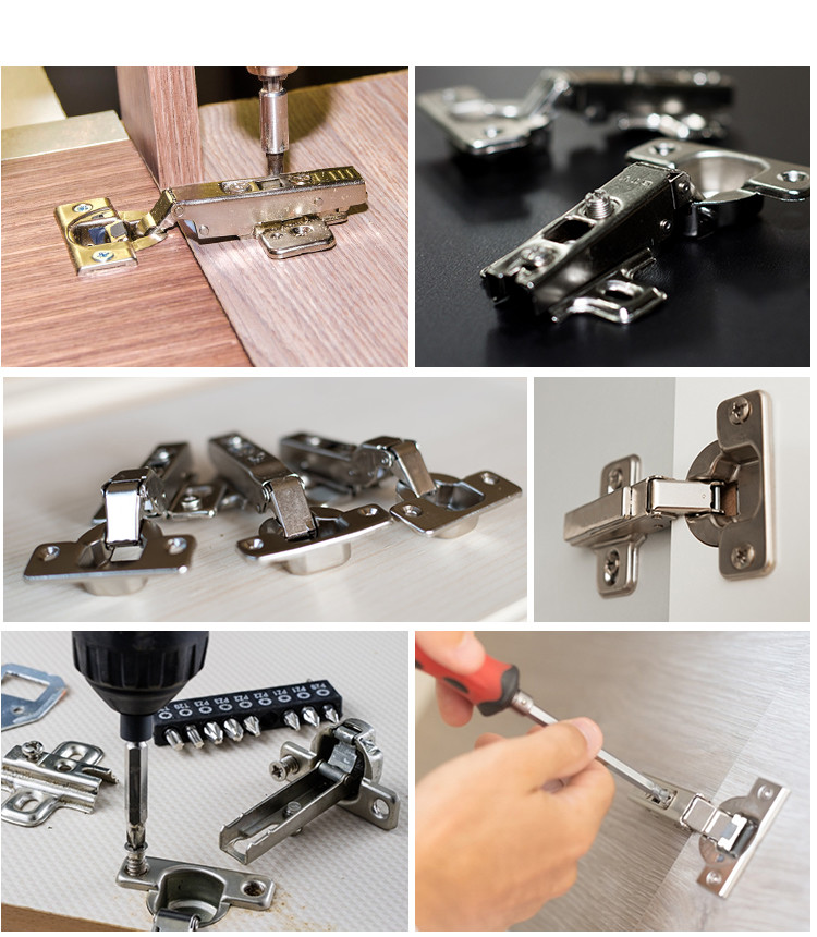 Two Hole SS201 Iron Heavy Duty Cabinet Metal Door Hinges Polished