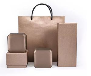 China Sturdy PU Leather Box Khaki Paper Gift Box Packaging ISO9001 wholesale