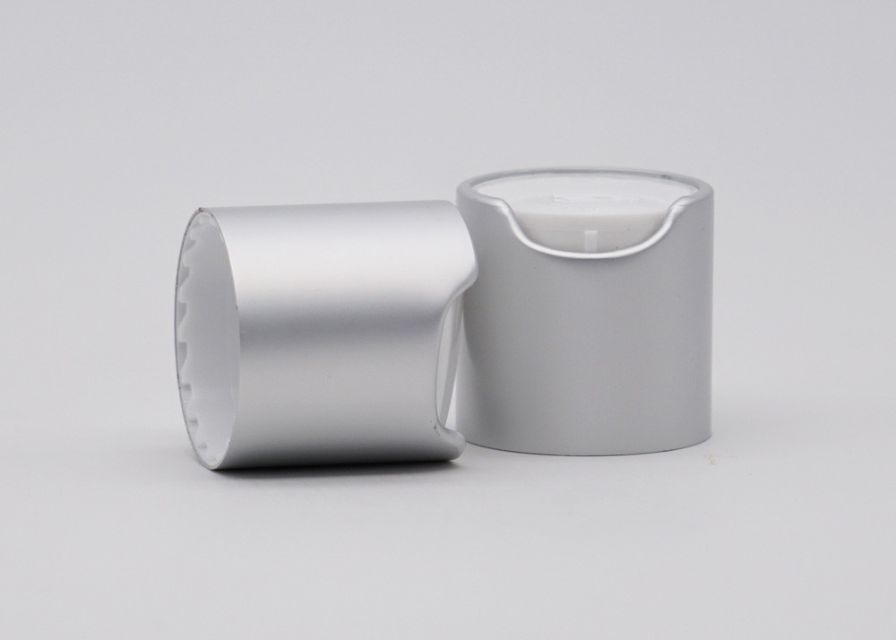 UV Coating Aluminum 24/420 Disc Top Closures With Embossed Logo