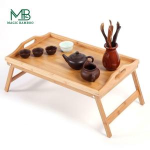 China Handmade Wooden Bamboo Folding Picnic Table Tray Biodegradable wholesale