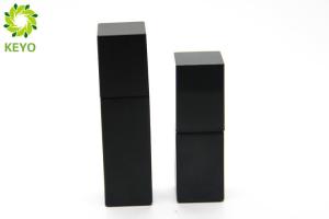 China Matte Black Square Glass Foundation Bottle With Plastic Pump Cap 20ml 40ml Optional on sale