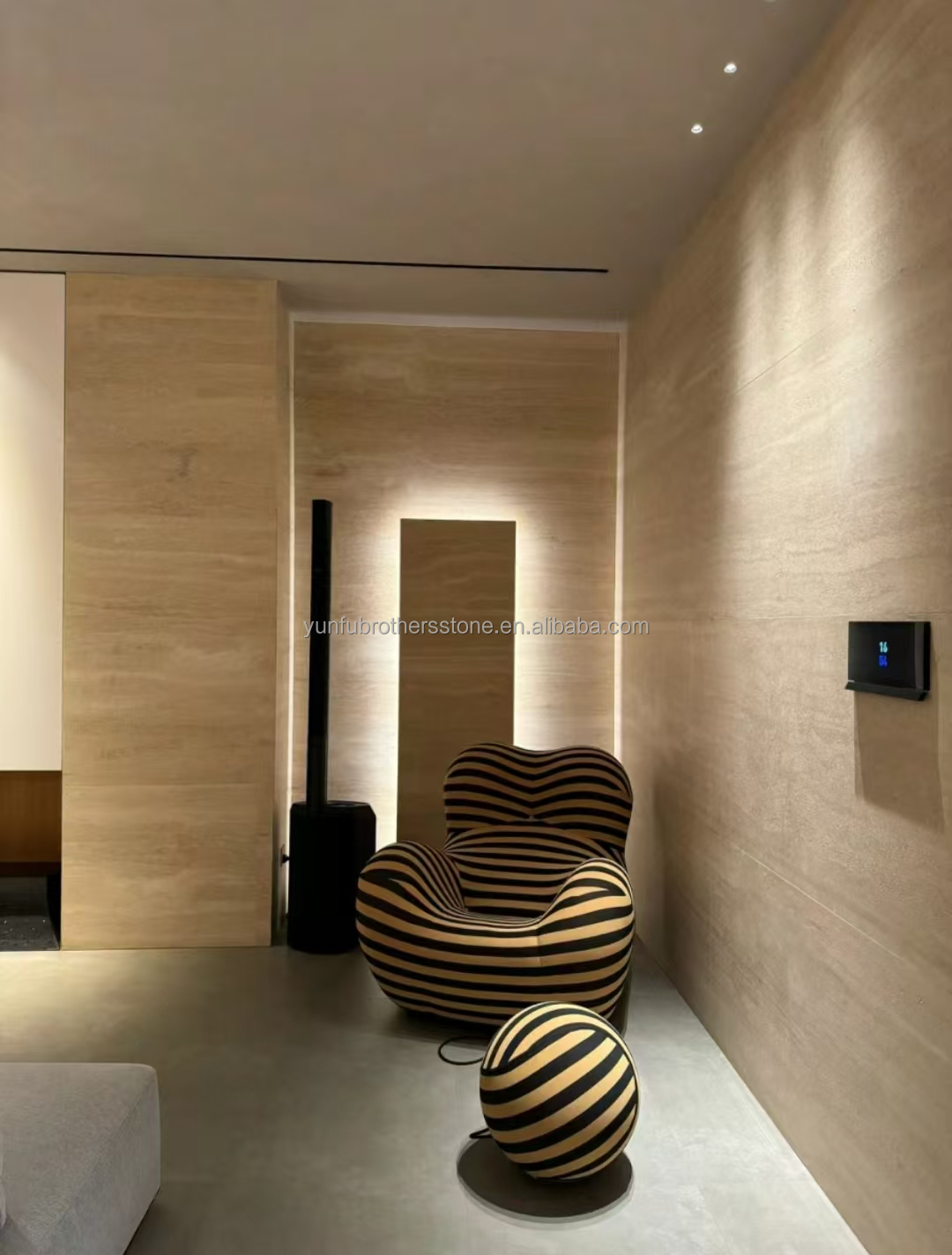 Modern Material Beige Travertine with Good Polished Natural Stone For Wall Cladding Tiles