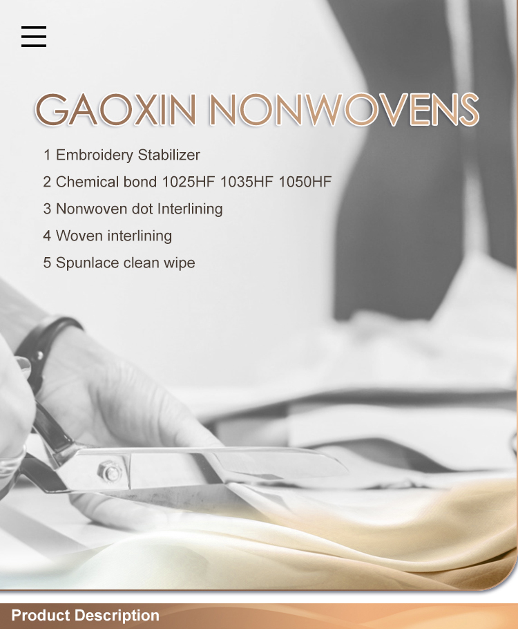 16-100gsm Non Woven Interlining Fabric Fusible Single dot For GAOXIN