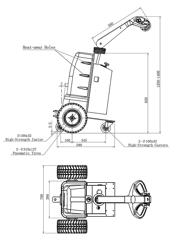 1 Ton 1.5 Ton Walkie Electric Tow Tractor 6km/H Travel Speed Electromagnetic Brake