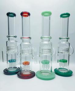 China Exquisite Tree Honeycomb Percolator Glass Water Pipe Smoking Bong Oil Rigs Height 31cm wholesale