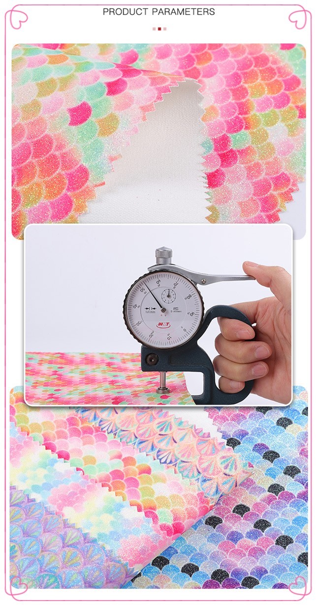0.5mm Glitter PU Leather Brushed Mermaid Fish Scale PU Artificial Leather