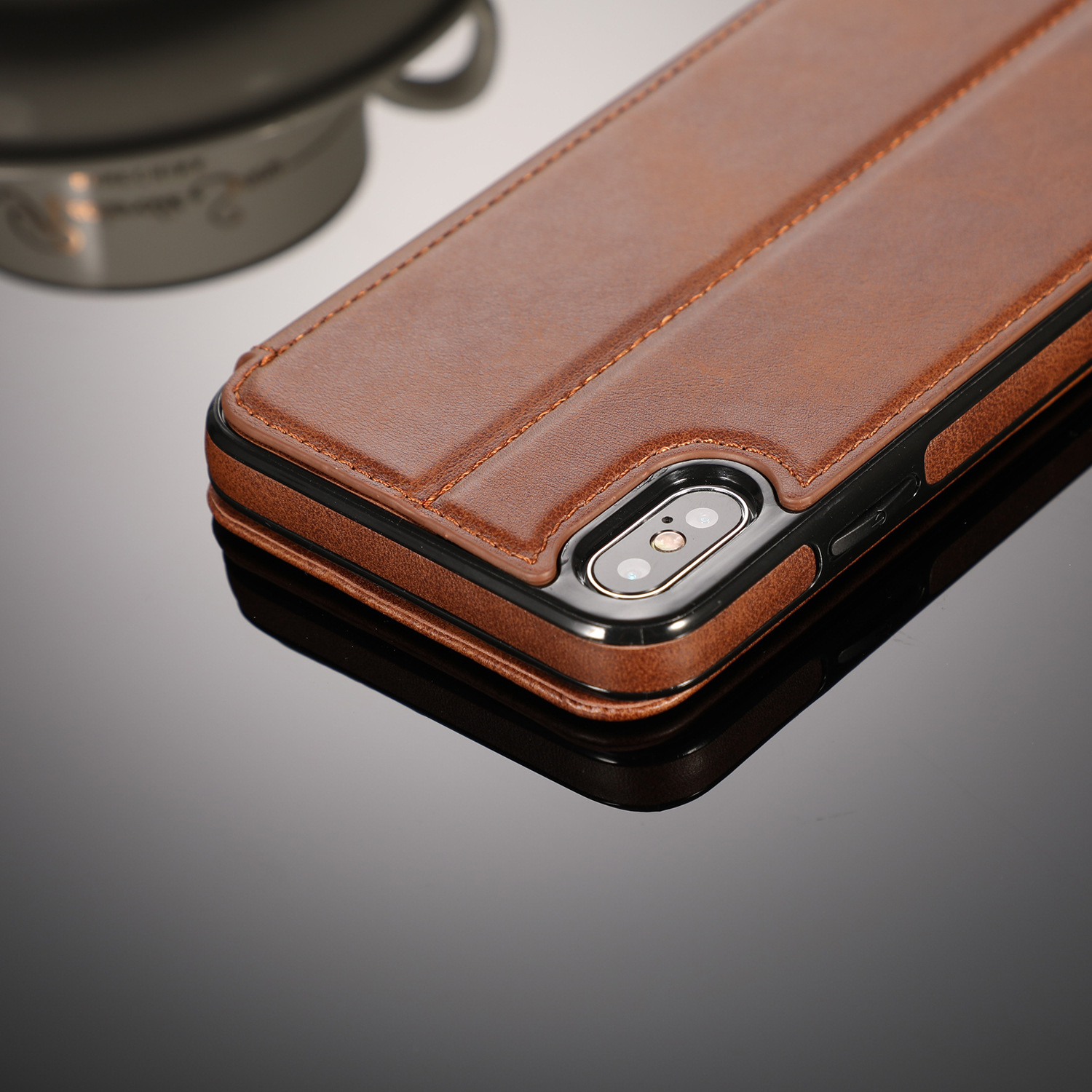 OEM/ODM Minibook Fashion Flip PU Leather Ultra Thin Calf Print Leather Phone Case For Iphone 12 15*7.5*1.5cm