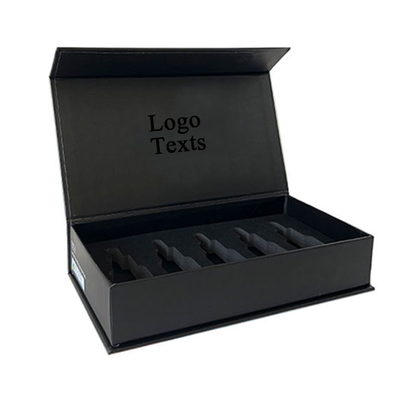 Fashion Luxury Hair Brush Black Gift Box Set with EVA Foam and Gold Foil Printing Handling