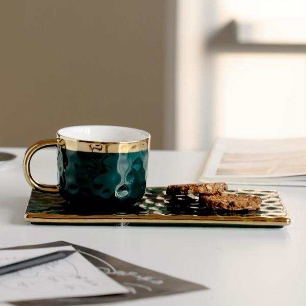 Elegant Sophisticated Aesthetic Nordic Style Luxury Ceramic Coffee Mug With Plate
