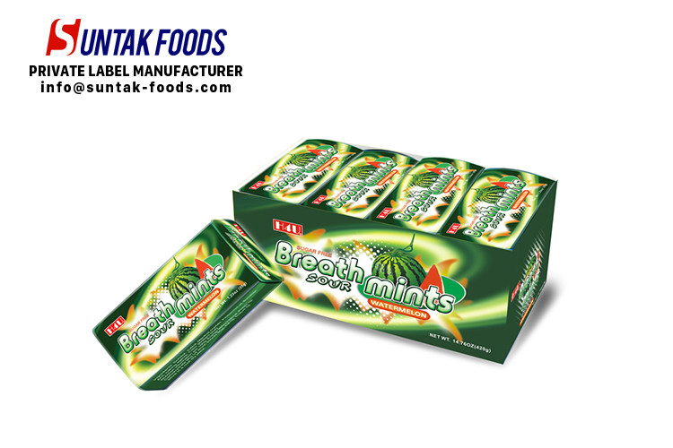 Hard Sour Sweets Candy With Watermelon Flavours Sugar Free Chewy Candy