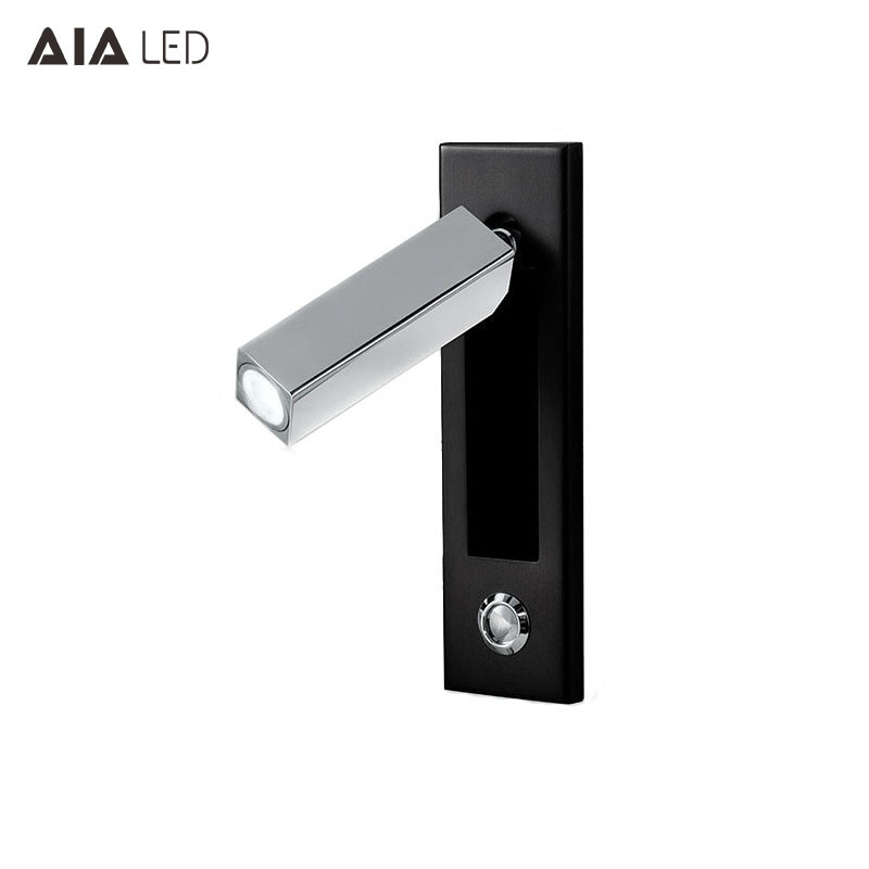 Recessed mounted bedside reading light led reading wall light 3W rotate bedroom headboard wall light for hotel