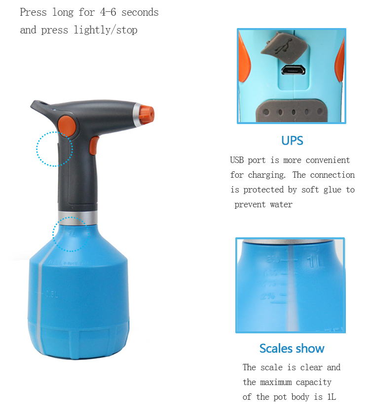 Office sprayer 2000mAh 3.7V 1L Household disinfection water maker usb electrolytic sprayer