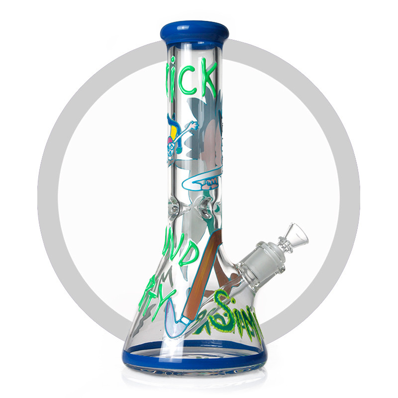 Luminous Rick And Morty Bong 7mm Thick Glass Water Bongs 13.5 Inches