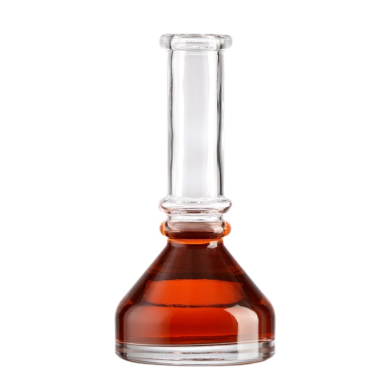 Clear Unique Triangular Long Neck Glass Bottle Large Capacity Whisky Vodka 750ml Fruit Wine Bottle