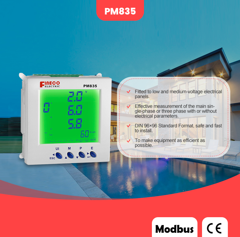 Digital Only Display PM835 400V Electrical Panel Meter with Modbus RTU Communication