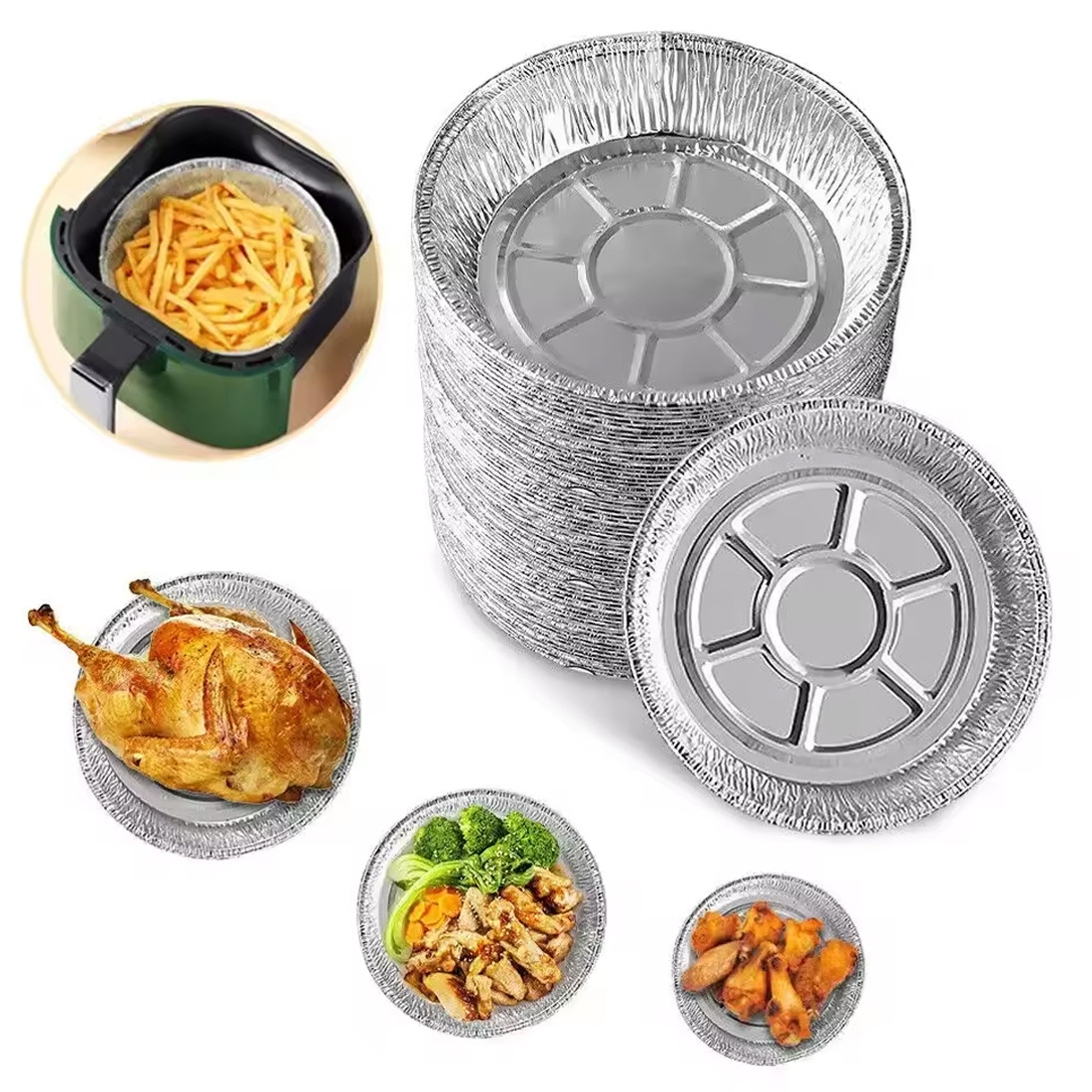 1L Round Aluminum Pans Shallow Aluminium Foil Pan Round Container Tray
