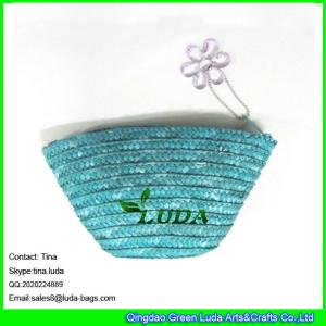 China LUDA new straw designer purses blue wheat straw handbag wholesale