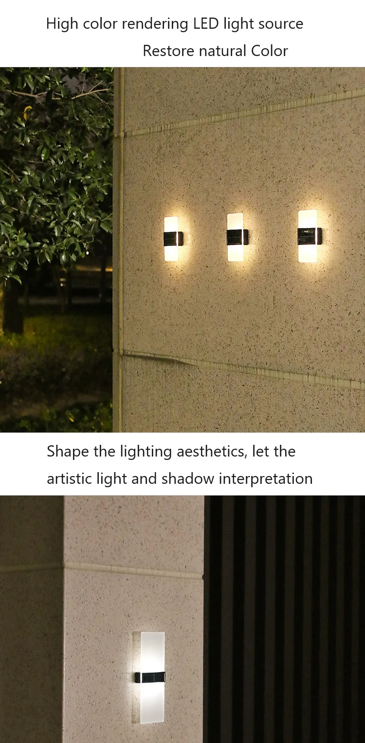 50000 Hours Lifespan Solar Garden Landscape Wall Ambient Light 12 LED Acrylic Material