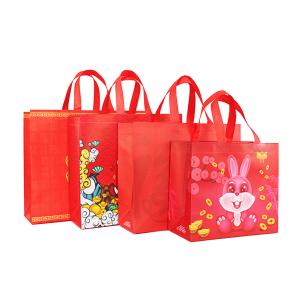 China Chinese New Year Gift Bag Reusable Non Woven Handle Shopping Bag With Logos wholesale