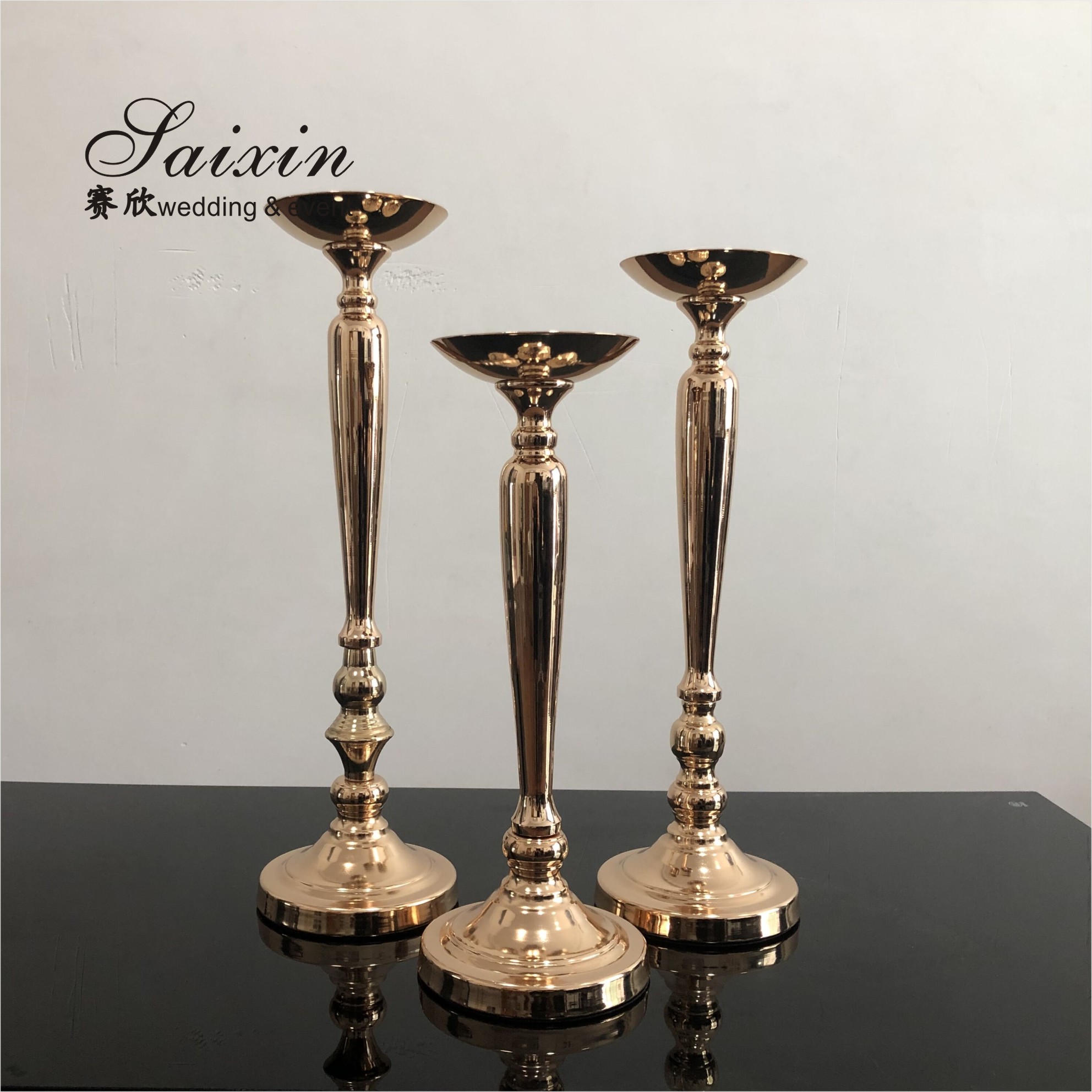 Events Wedding Art Decoration Vase Gold Metal Trumpet Vases Party