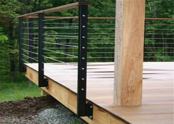 Exterior Stainless Cable Stair Railing System , Stainless Steel Decking