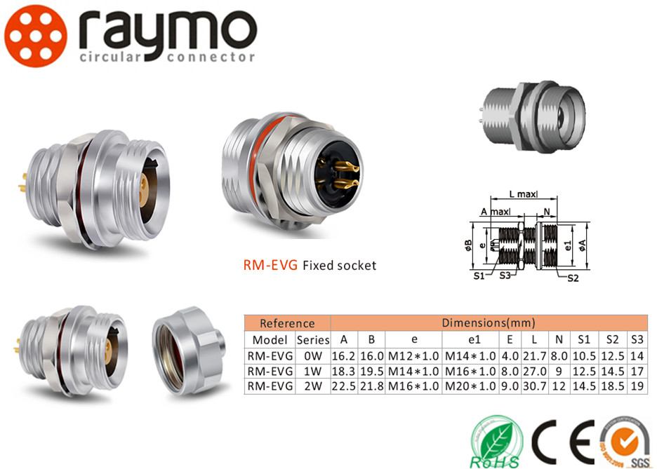 PEEK Insulator 0W Shell Circular Waterproof Connector EMC Shielding