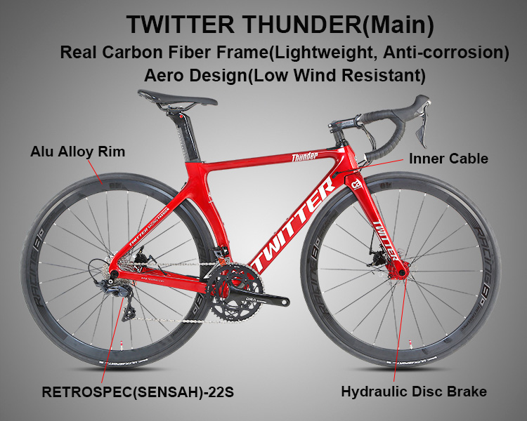 22 Speed Carbon Fiber Road Bike Racing Bicycle 700c Cycle For Men