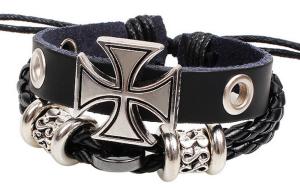 China Nimesulide Roman cross personalized leather bracelet hand-woven leather bracelet wholesale