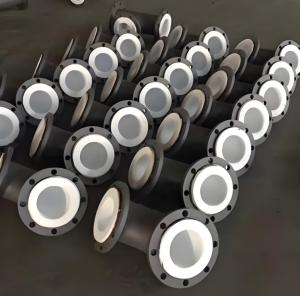 China Abrasion Resistance Fluorine Lined Steel Pipe With Flange Connection wholesale