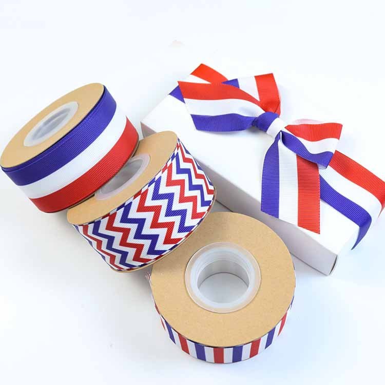 Ink Printed Polyester Grosgrain Ribbon By The Yard Customized Logo
