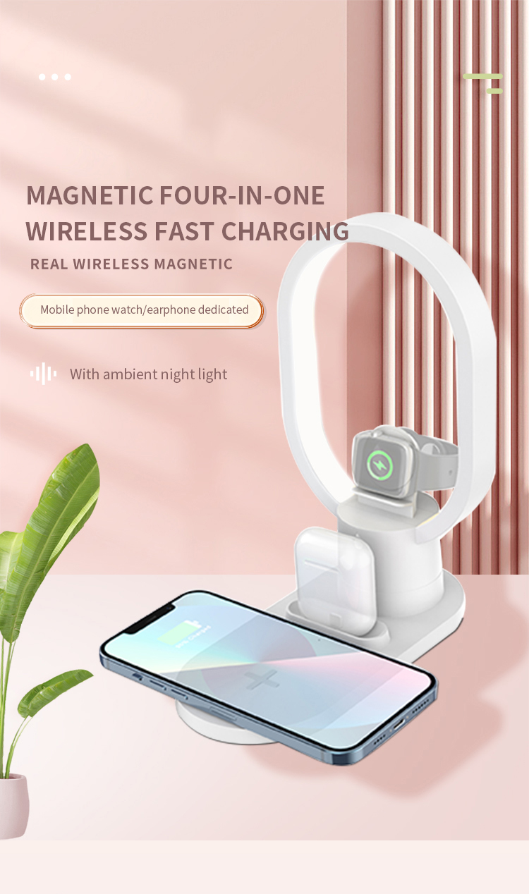 4 In 1 Wireless Charging Stand Desk Lamp Phone Holder For Iphone Private Mold 15W Charger Wireless