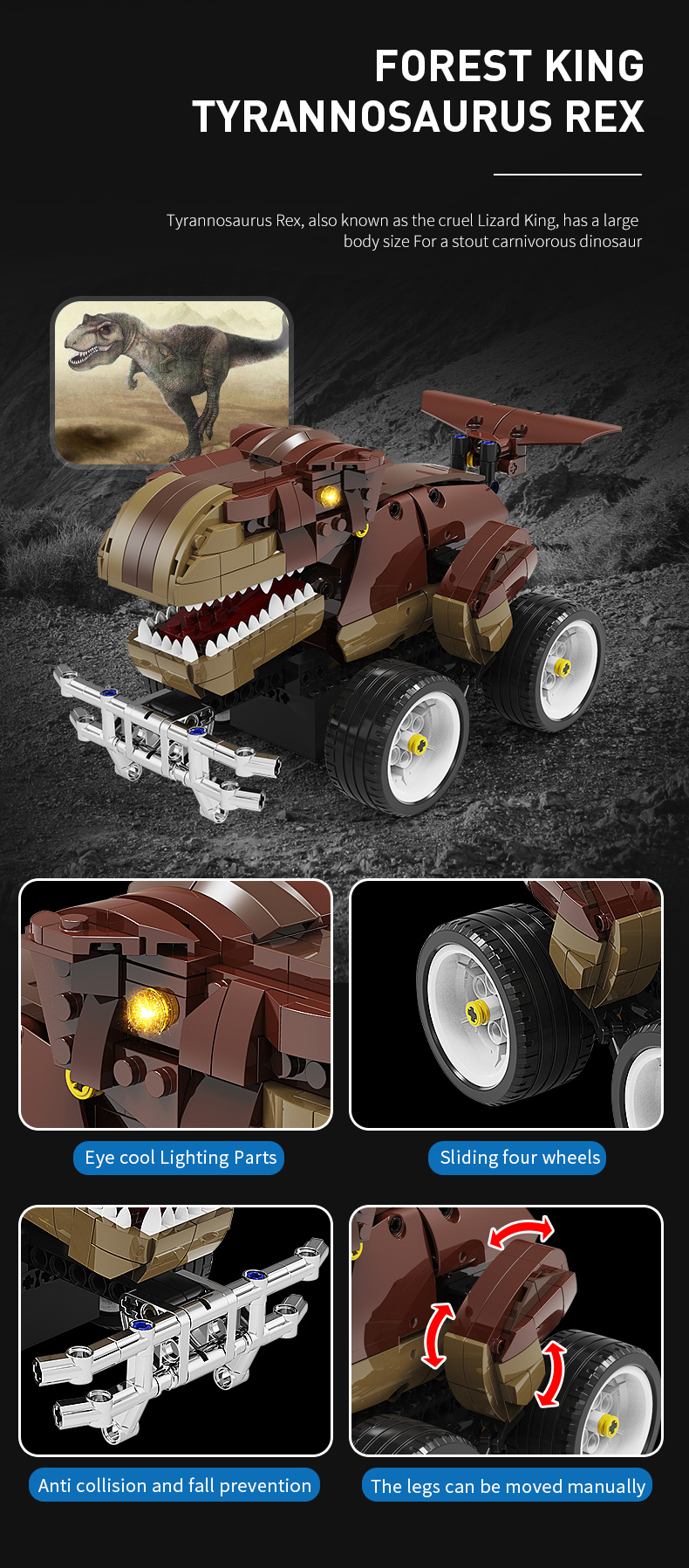 Creative Electronic Dinosaur Toys DIY Educational Rc Car Kids Blocks Toys Building
