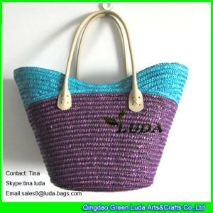 China LUDA handmade beach handbags striped fashion wheat straw bag wholesale
