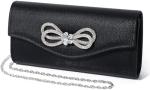 WOMEN EVENING HANDBAG SHINY CRYSTAL BOW FLAP CLUTCH PURSE FOR WOMEN WEDDING