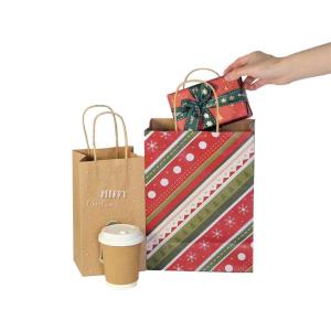 China New Year Gift Christmas Gift Bags Recycle Kraft CMYK Printed wholesale