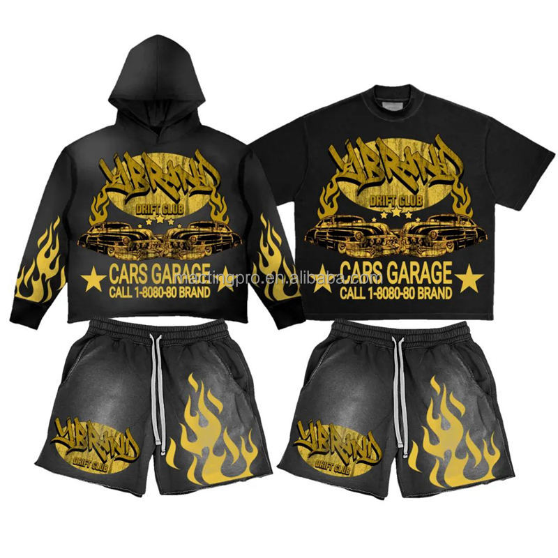 Customized Labels Men's 2 Piece Mesh Shorts Custom Shirt and Shorts Set in 100% Cotton