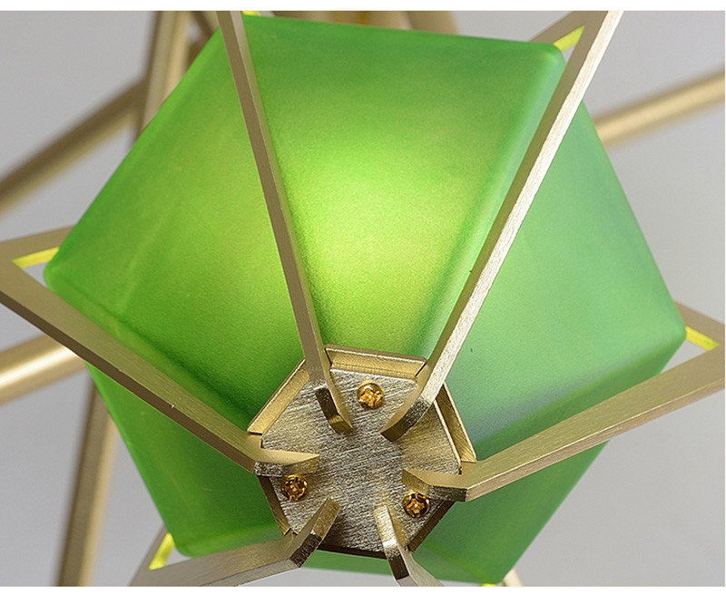 Diamond Chandelier Emerald Green And Milky White Glass Shade Harlow Chandelier(WH-MI-370)