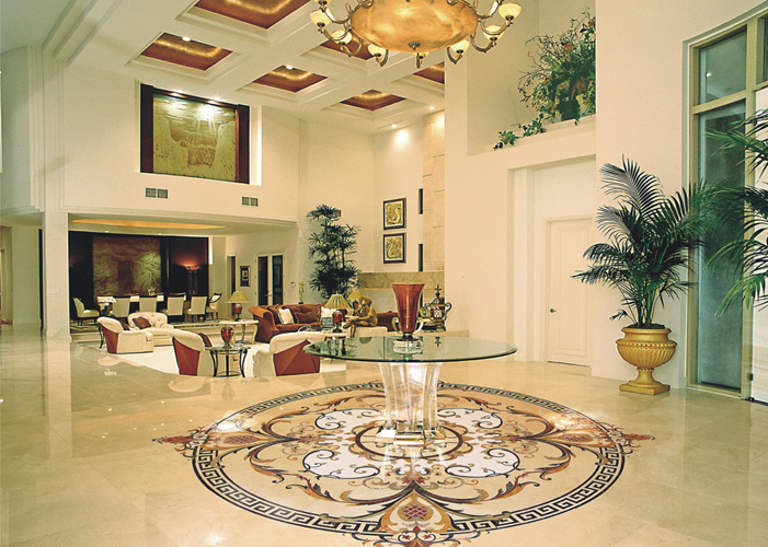 Commercial Mosaic Floor Medallions , Modern Design Waterjet Floor Medallions