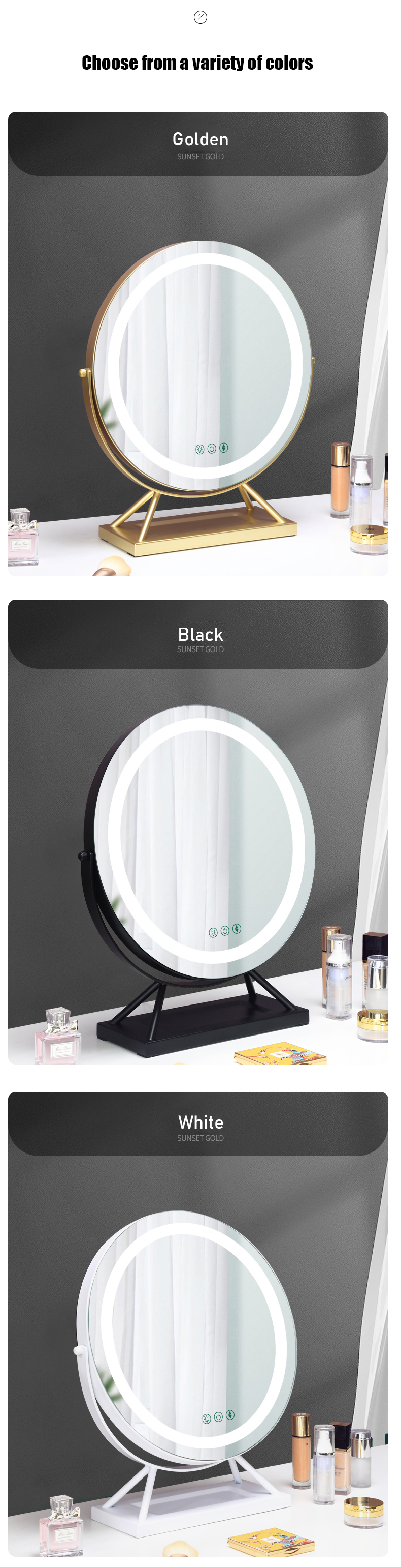 LED Lamps 10x Magnifying Round Vanity Mirror Dimmer Light Personalized