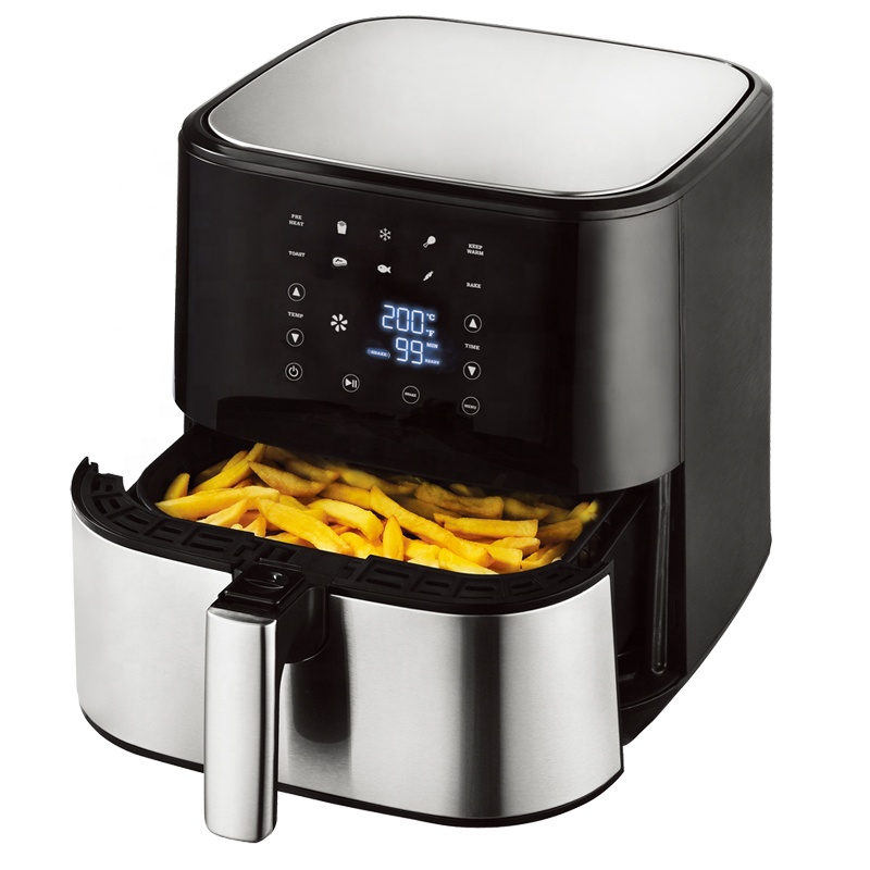 7L With Window Stainless Steel Air Fryer Oven Led Touch Screen For 12 Presets Easy Clean 1800w Home