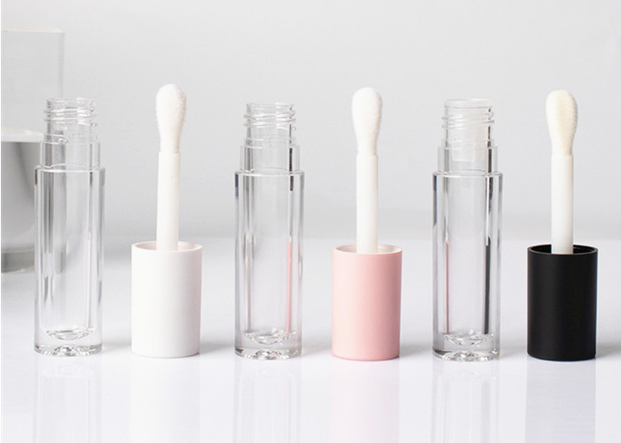 Transparent Frost Cosmetic Tube 4.5 ml Round Private Label Lip Gloss Tube With Large Brush