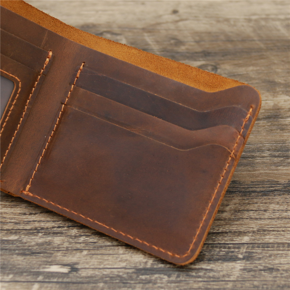 Vintage Men's Genuine Leather Coin Purse with Zipper and Classic Animal Print Pattern