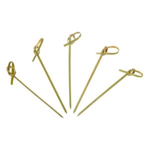 China Green Disposable Garnish Food Bamboo Knot Skewers 12cm wholesale