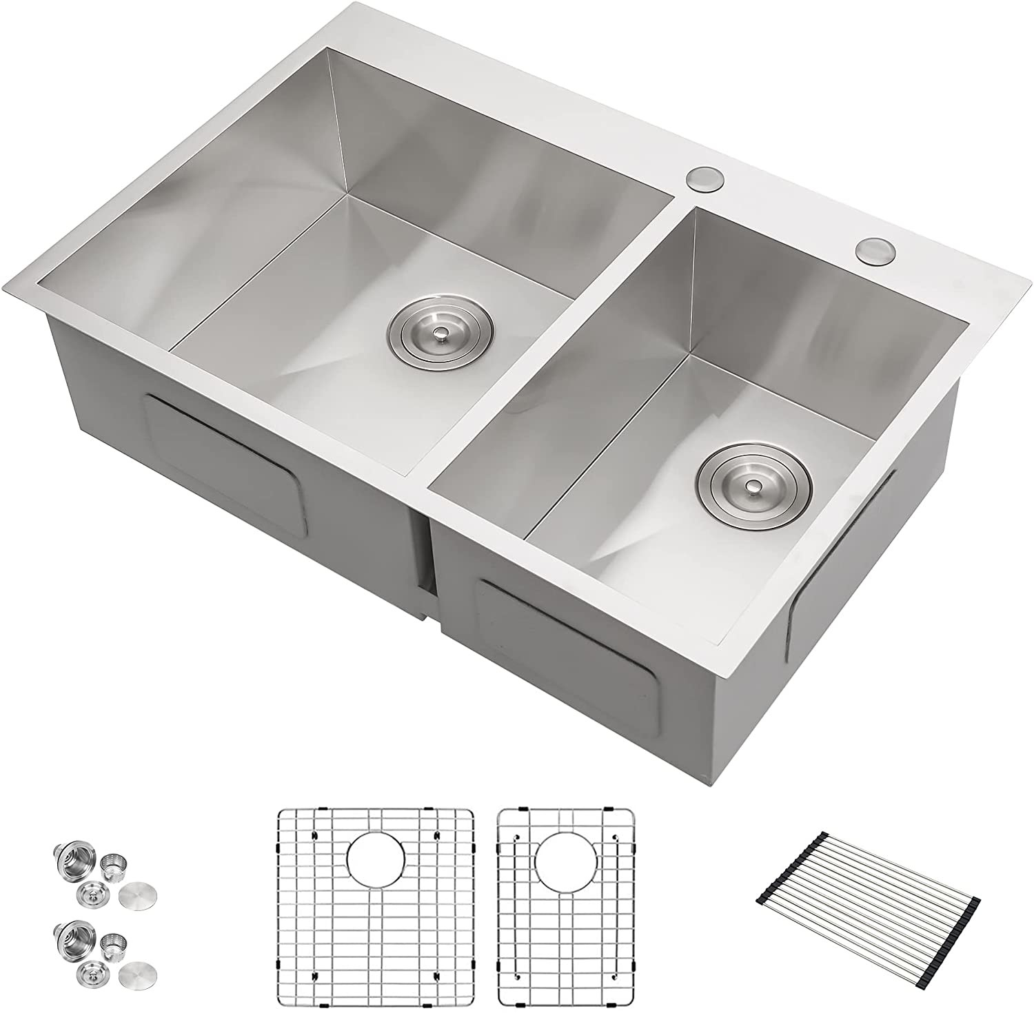 33 Inch Drop In SUS304 Stainless Steel Kitchen Sink Easy Cleanning