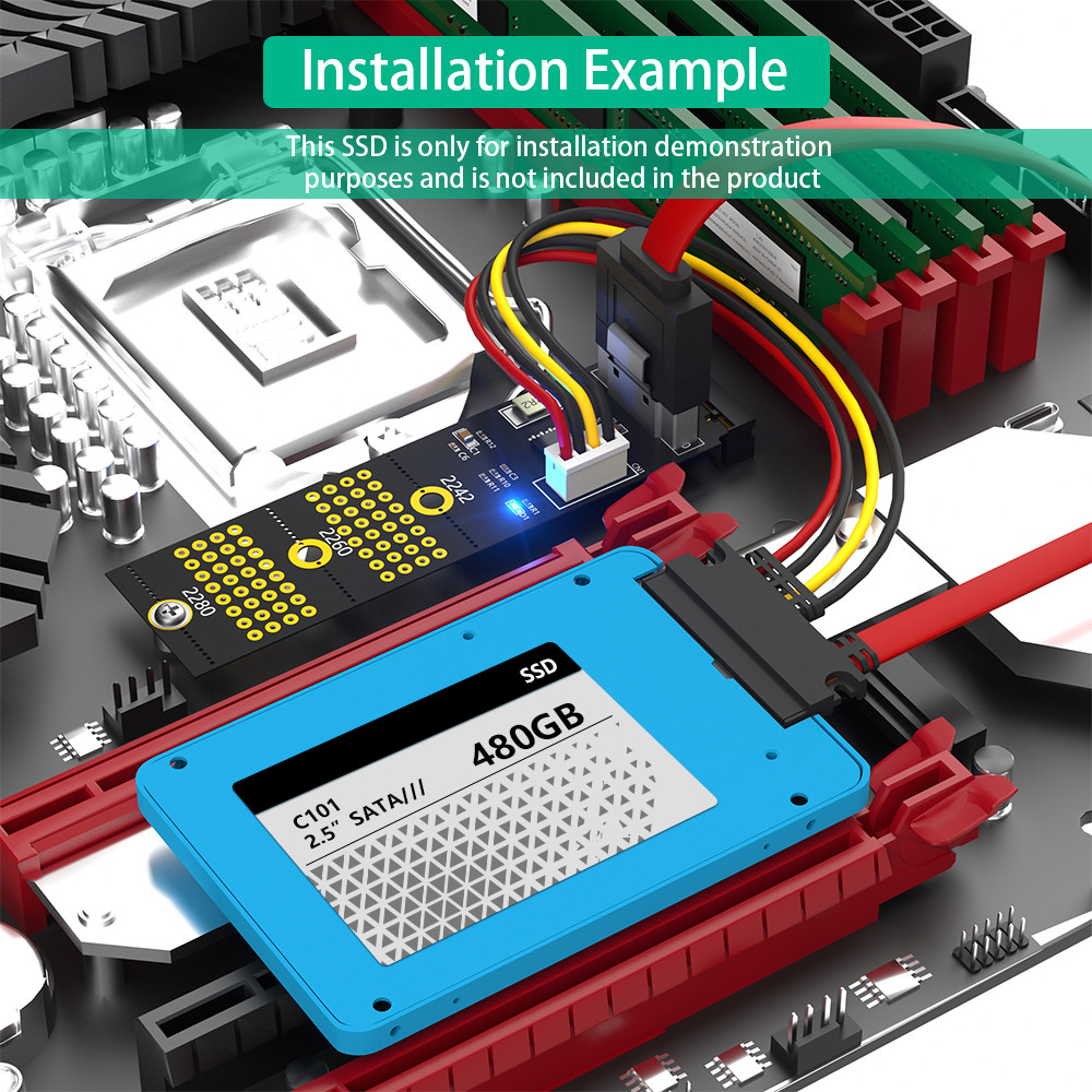 NGFF M.2 Key B+M To SATA Adapter Card Extender 2.5inch