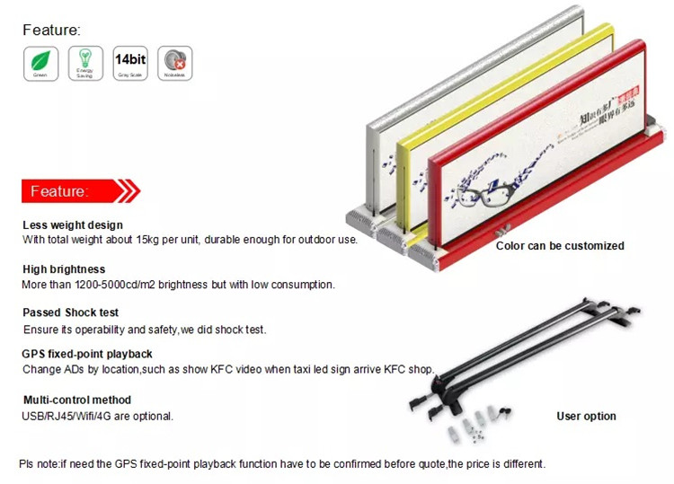 SMD1415 Outdoor P2.5 5000nits Taxi Top Led Screen 450W