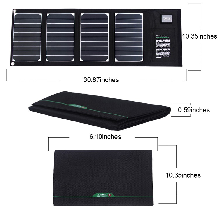 Sunpower Cell 20w Folding Solar Panel Easy Carry Lightweight Camping Solar Panels