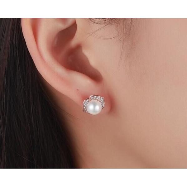 925 Sterling Silver White CZ Rose Gold Plated Pearl Jewelry Set for Women Wedding & Anniversary